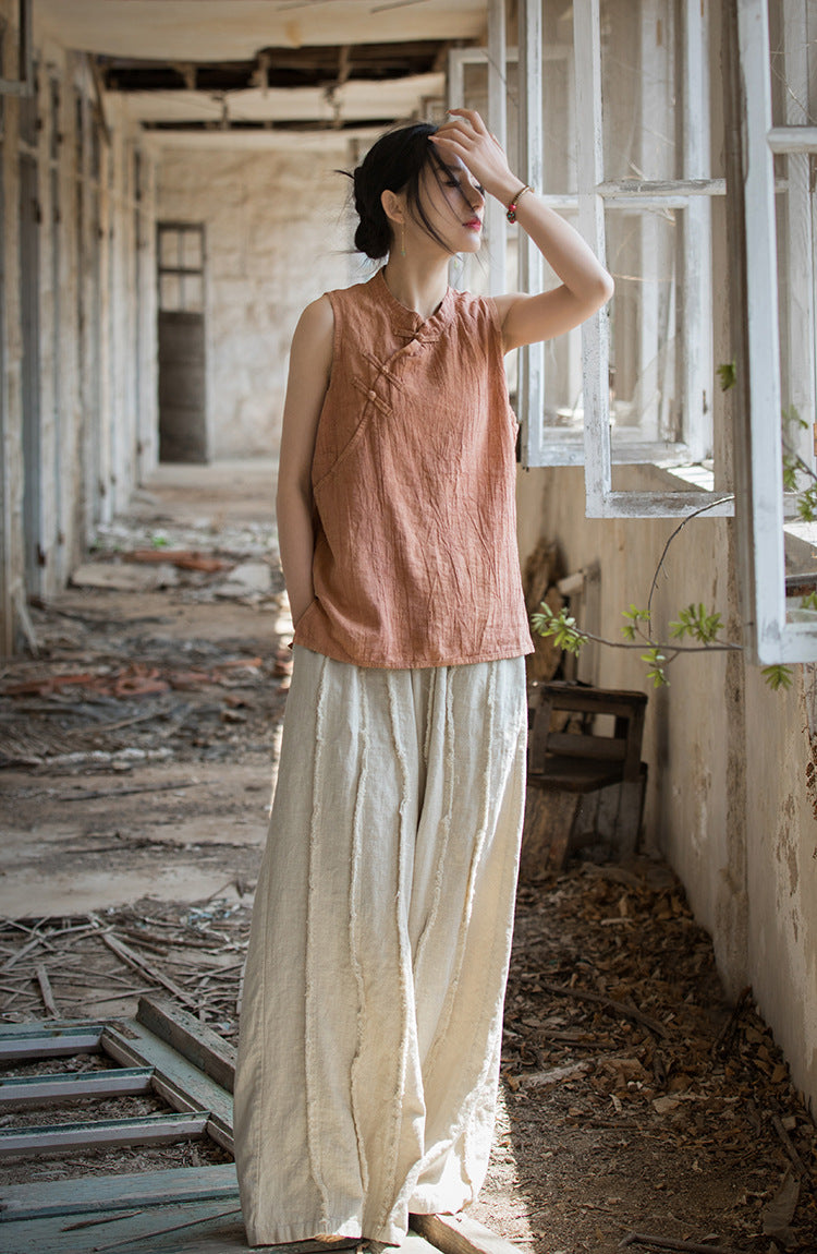 Blusa de lino con cruces vintage
