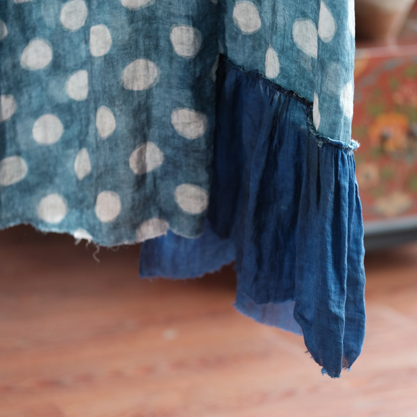 Azure Polka Linen Summe Dress