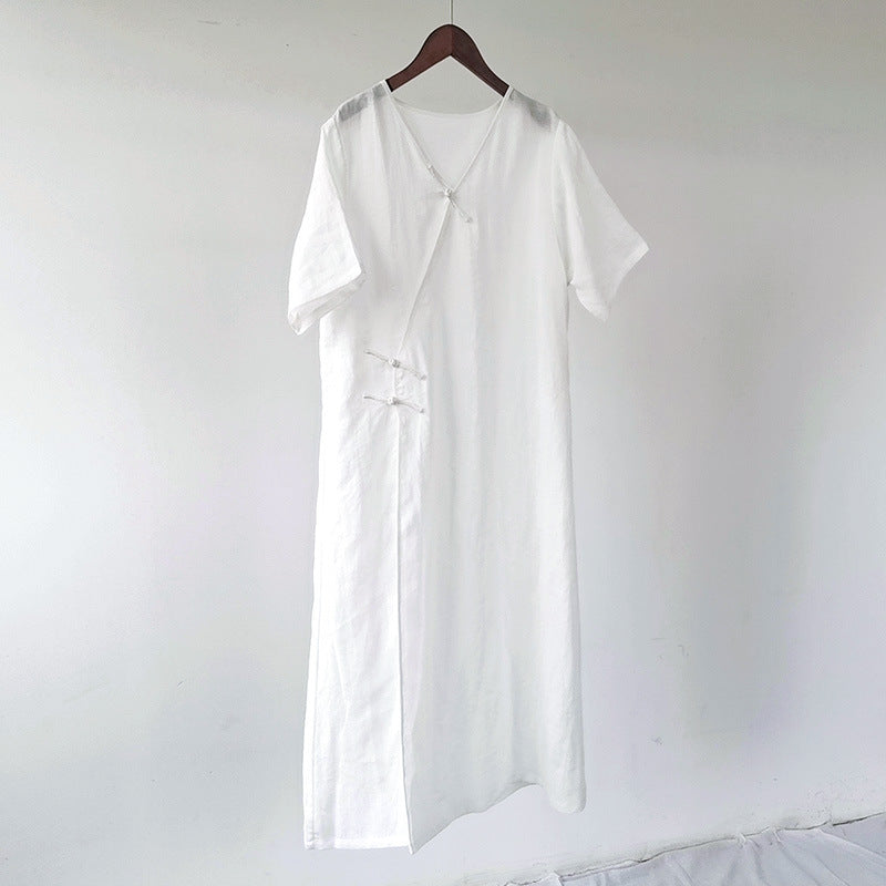 Túnica vintage de ramio con cuello en V