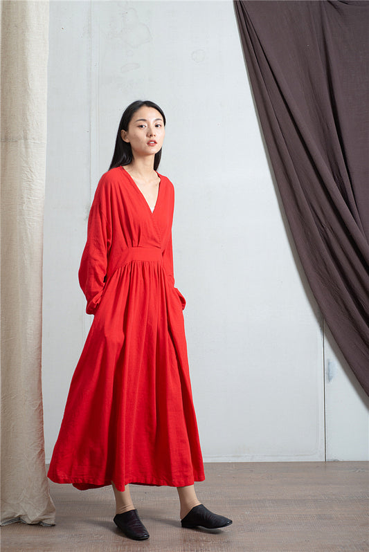 Vestido midi de lino zen