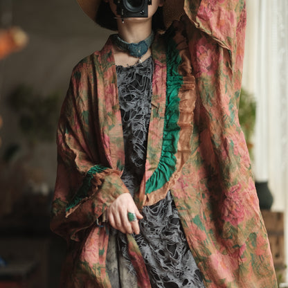 Vintage Floral Ramie Long Kimono