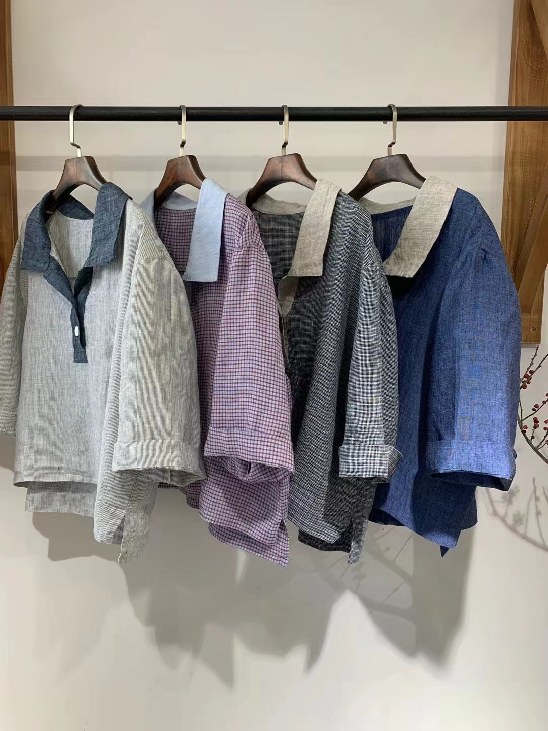 Blusa de lino estilo polo vintage