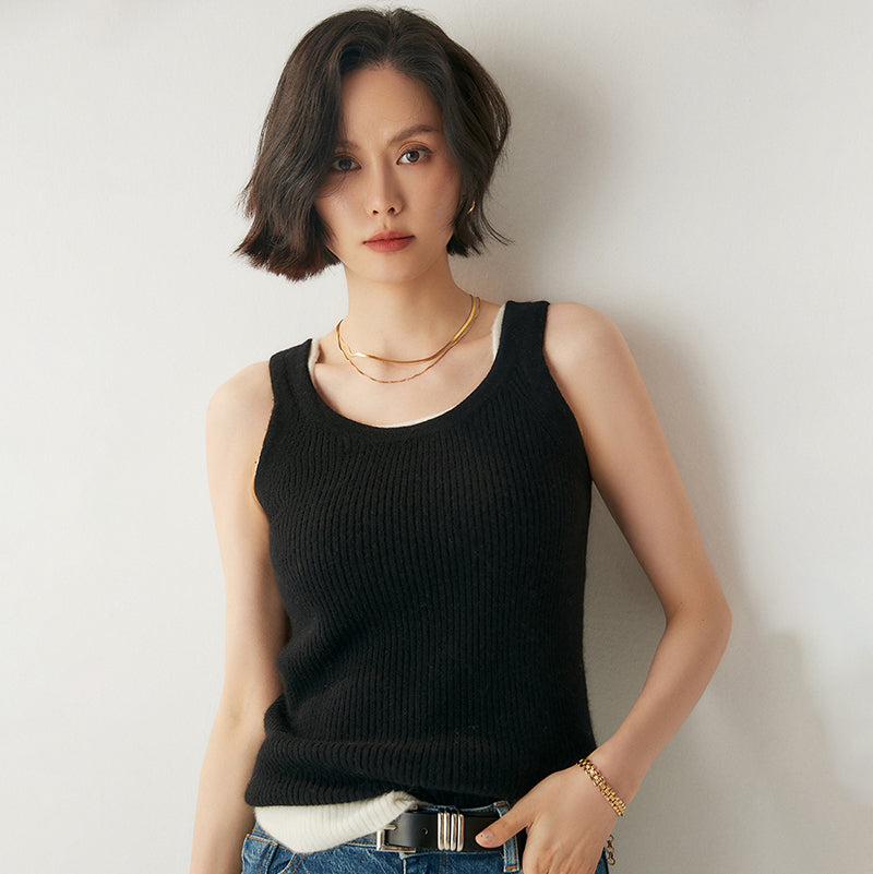 Blusa elegante sin mangas de cachemira