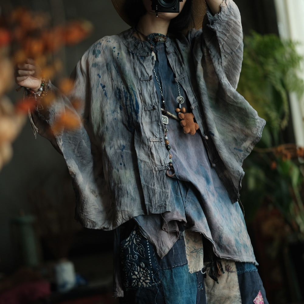 Stone Mist Ramie Batwing Jacket