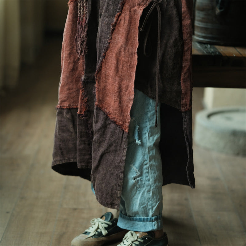 Vestido de lino con patchwork vintage