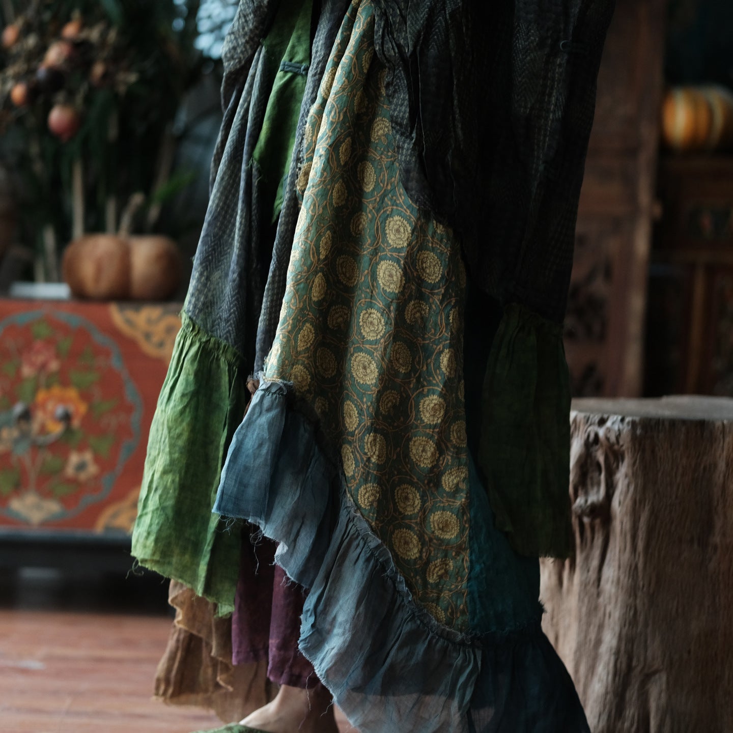 Forest Patchwork Ramie Dress