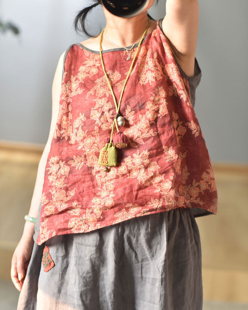 Collar vintage de lino puro hecho a mano 