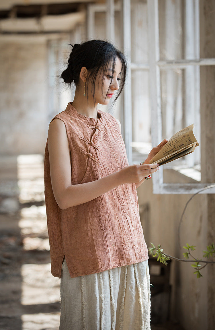 Blusa de lino con cruces vintage