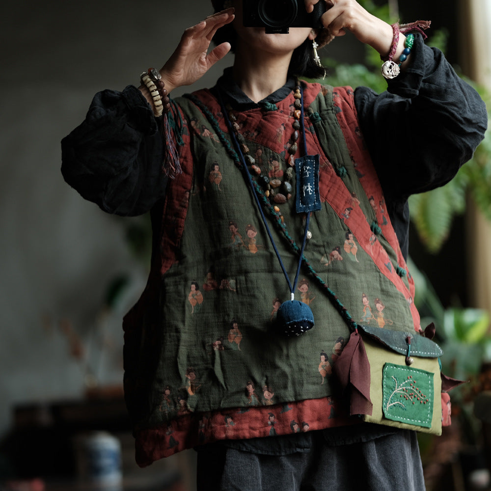 Chaleco de lino con figura vintage