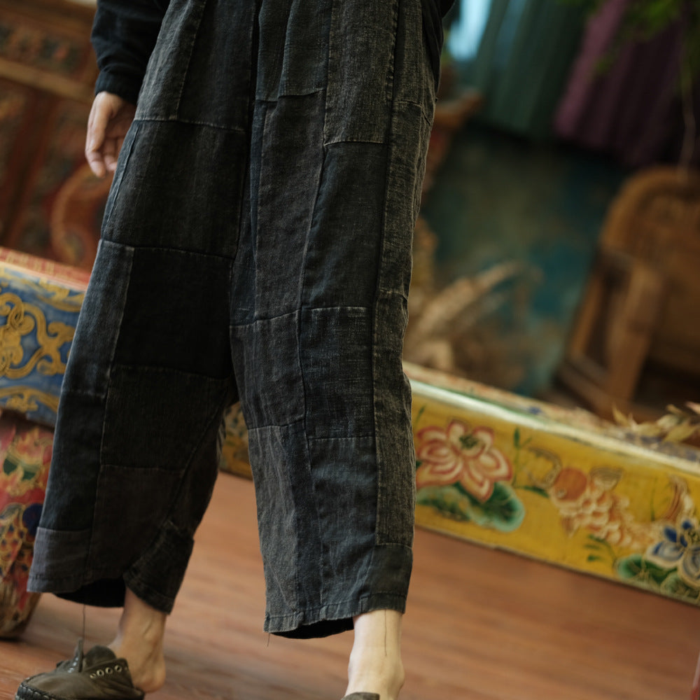 Pantalones de primavera de patchwork vintage