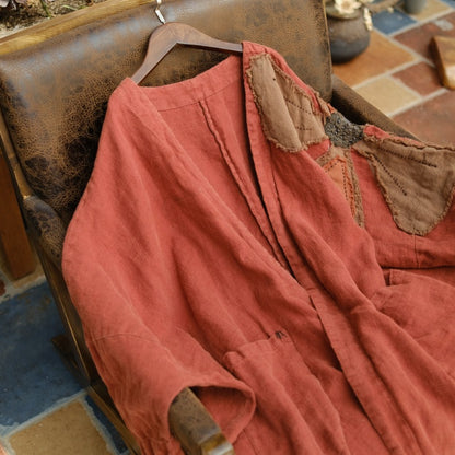 Vestido de lino con patchwork vintage