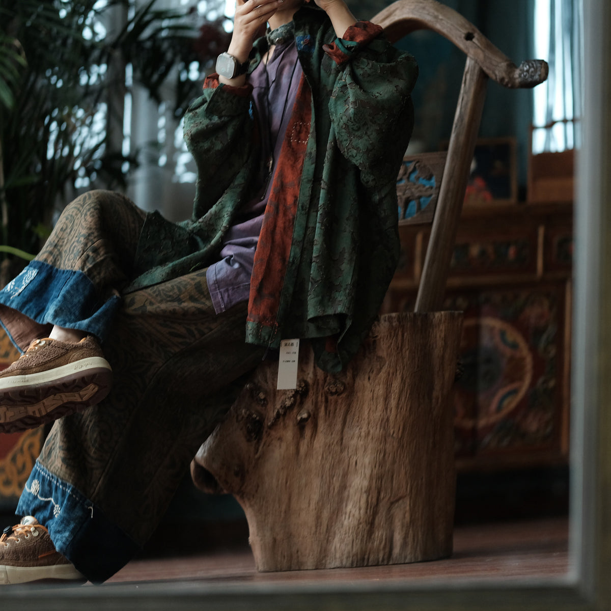 Botanical Archive Cropped Wide-Leg Cotton Pants