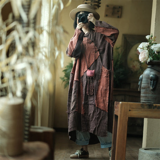 Vestido de lino con patchwork vintage