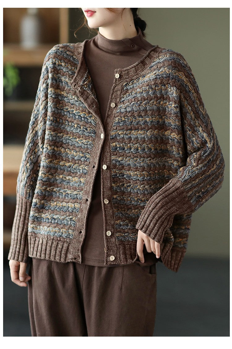 Cárdigan de punto a rayas vintage