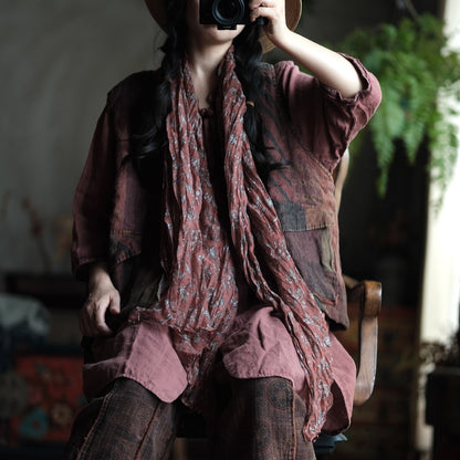 Chaleco de lino con bolsillos bohemios
