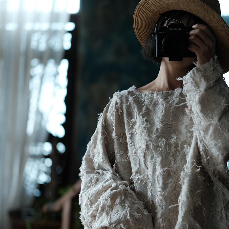 Blusa de patchwork color crudo