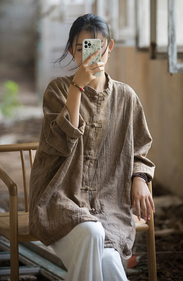 Camisa larga de lino Vintage Harmony