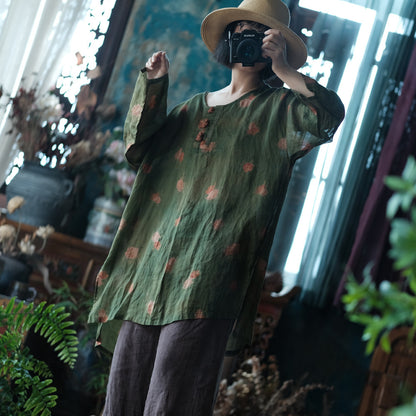Women's Vintage Ramie Blouse | Oversized Lightweight Natural Shirt