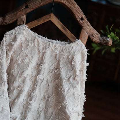 Blusa de lino patchwork crudo