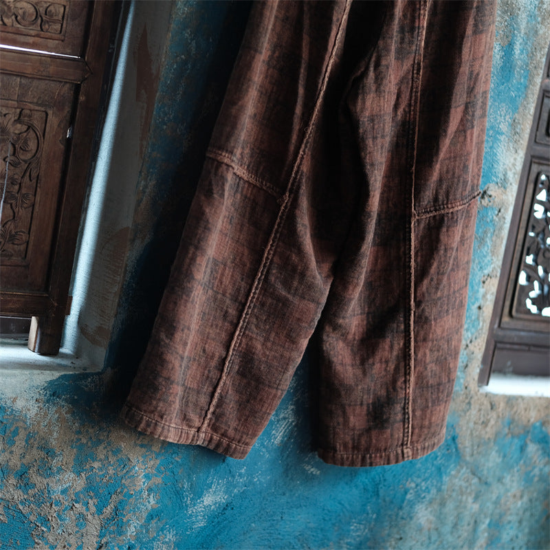 Pantalones de lino con estampado floral vintage