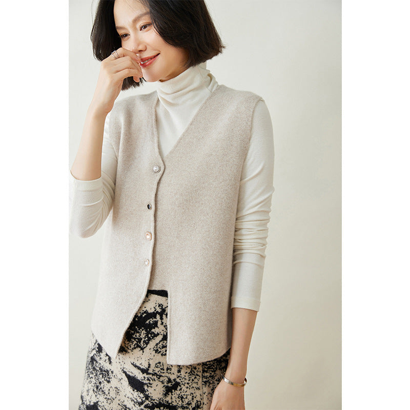 Chaleco vintage de lana y cachemira con detalle de botones