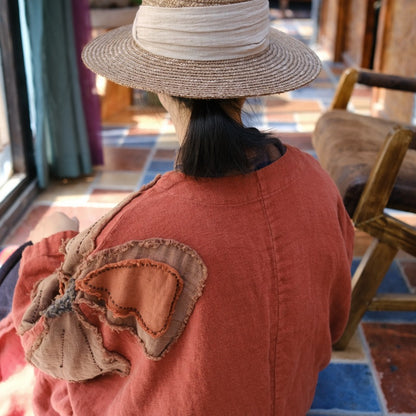 Vestido de lino con patchwork vintage