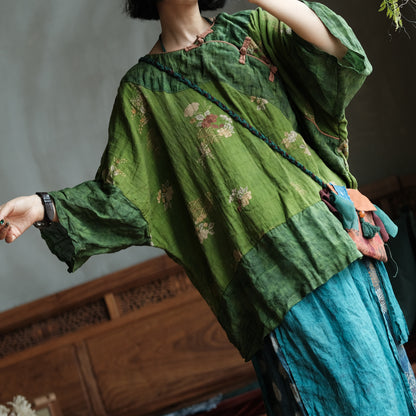 Moss Garden Patchwork Cotton Tunic