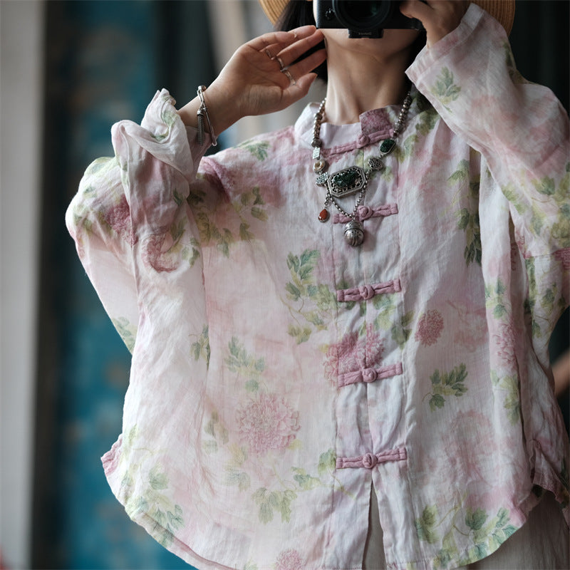 Blusa vintage floral con viento
