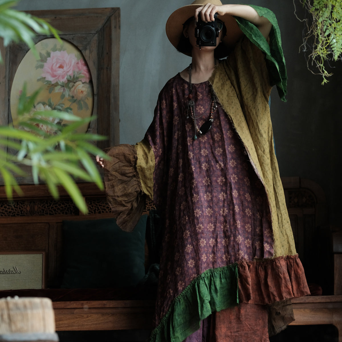 Mori Garden Patchwork Ramie Maxi Dress