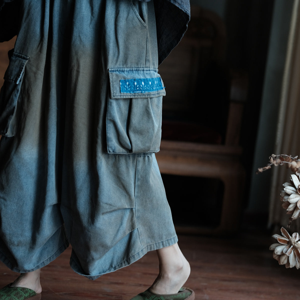 Washed Tide Patchwork Denim Pants