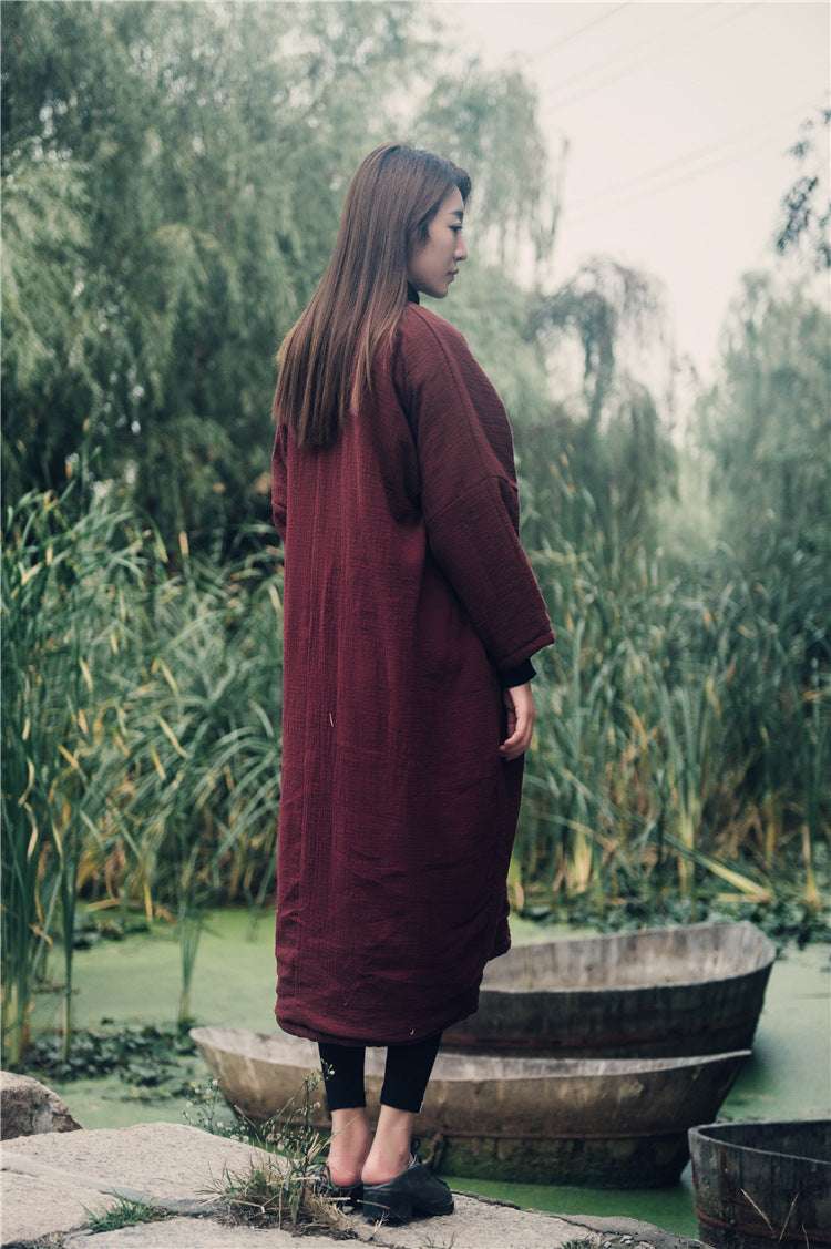 Túnica bordada de algodón y lino de gran tamaño