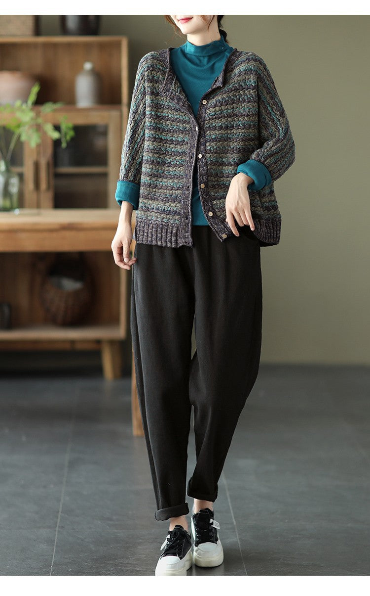 Cárdigan de punto a rayas vintage