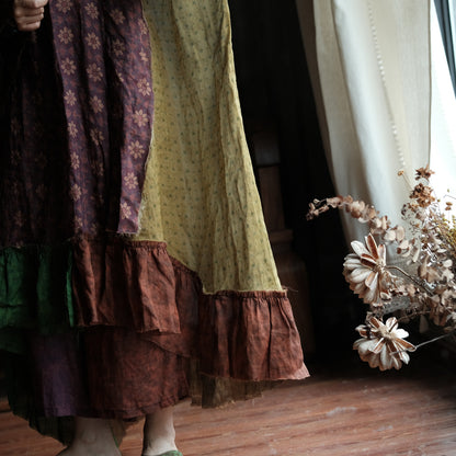 Mori Garden Patchwork Ramie Maxi Dress