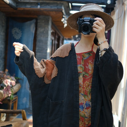 Vestido de lino con patchwork vintage
