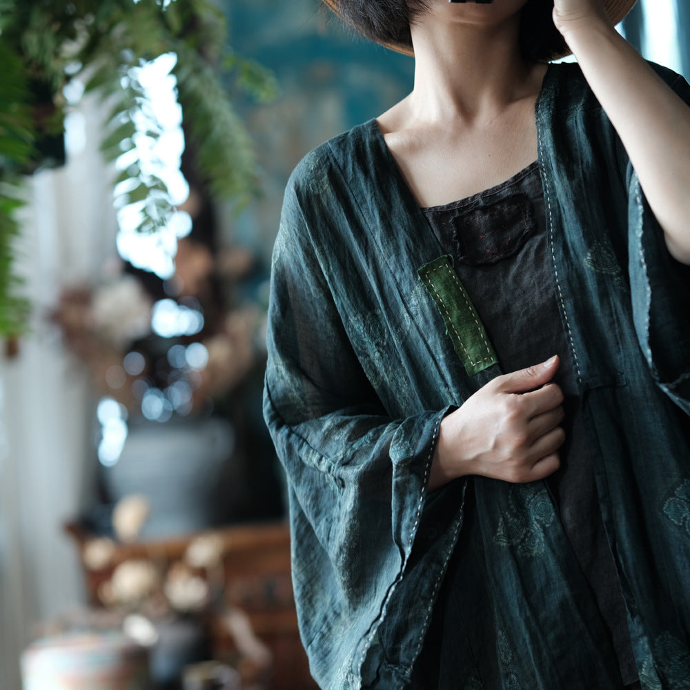 Shadow Bloom Ramie Kimono