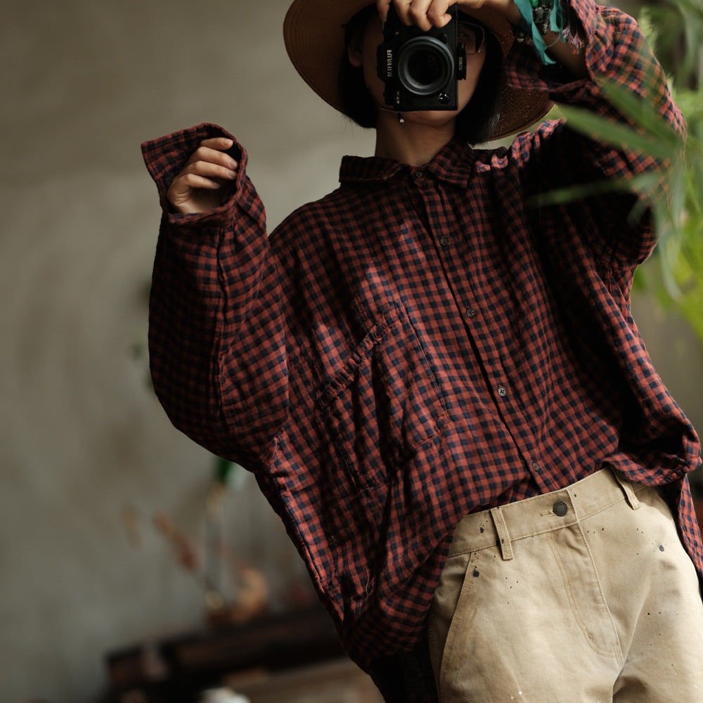 Vintage Plaid Linen Shirt