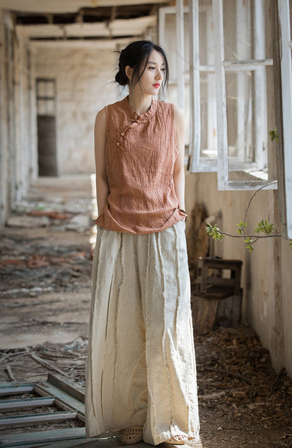 Blusa de lino con cruces vintage