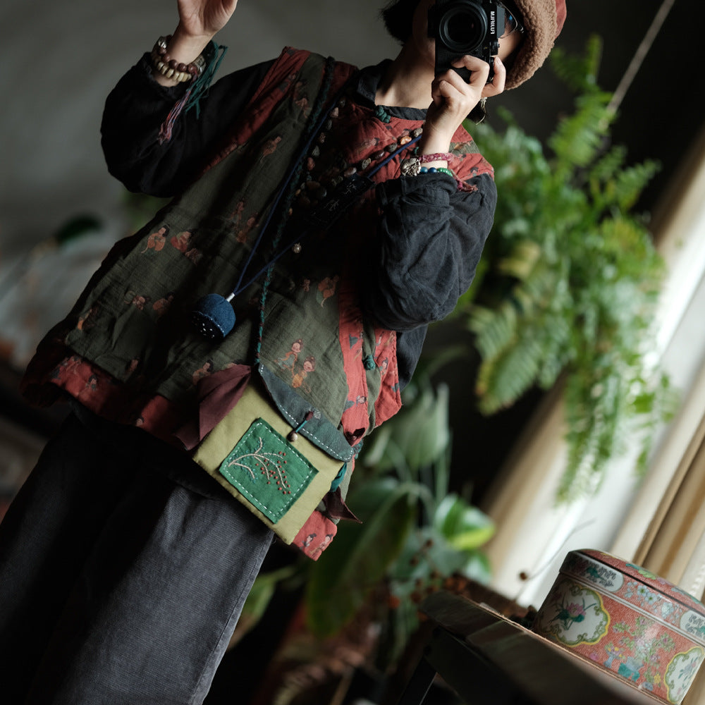 Chaleco de lino con figura vintage