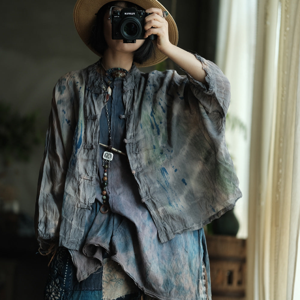 Stone Mist Ramie Batwing Jacket