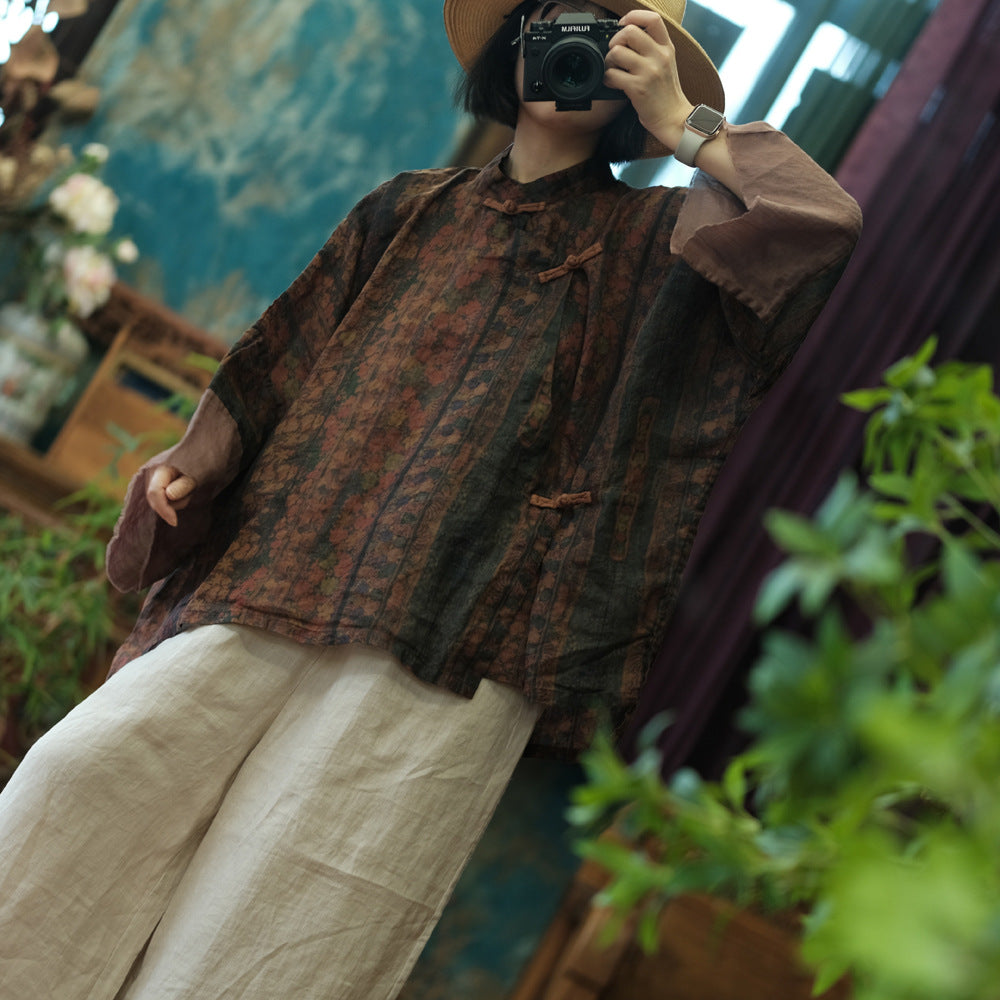 Blusa vintage de ramio tierra