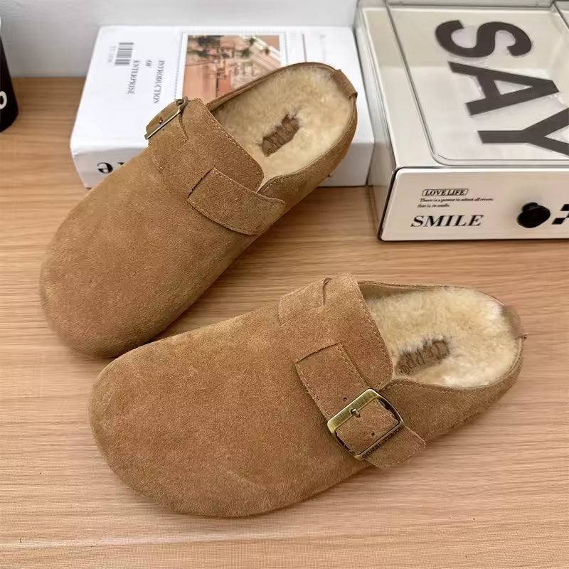 Pantuflas de corcho y ante para mujer