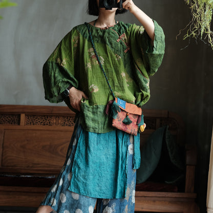 Moss Garden Patchwork Cotton Tunic