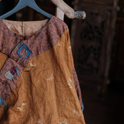 Blusa de ramié con mosaico vintage
