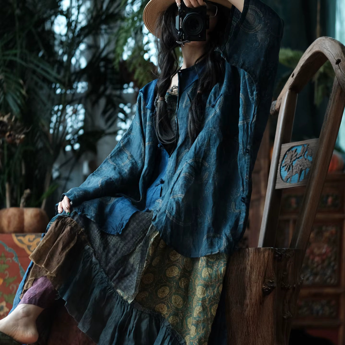 Vintage Ink Garden Linen Dress