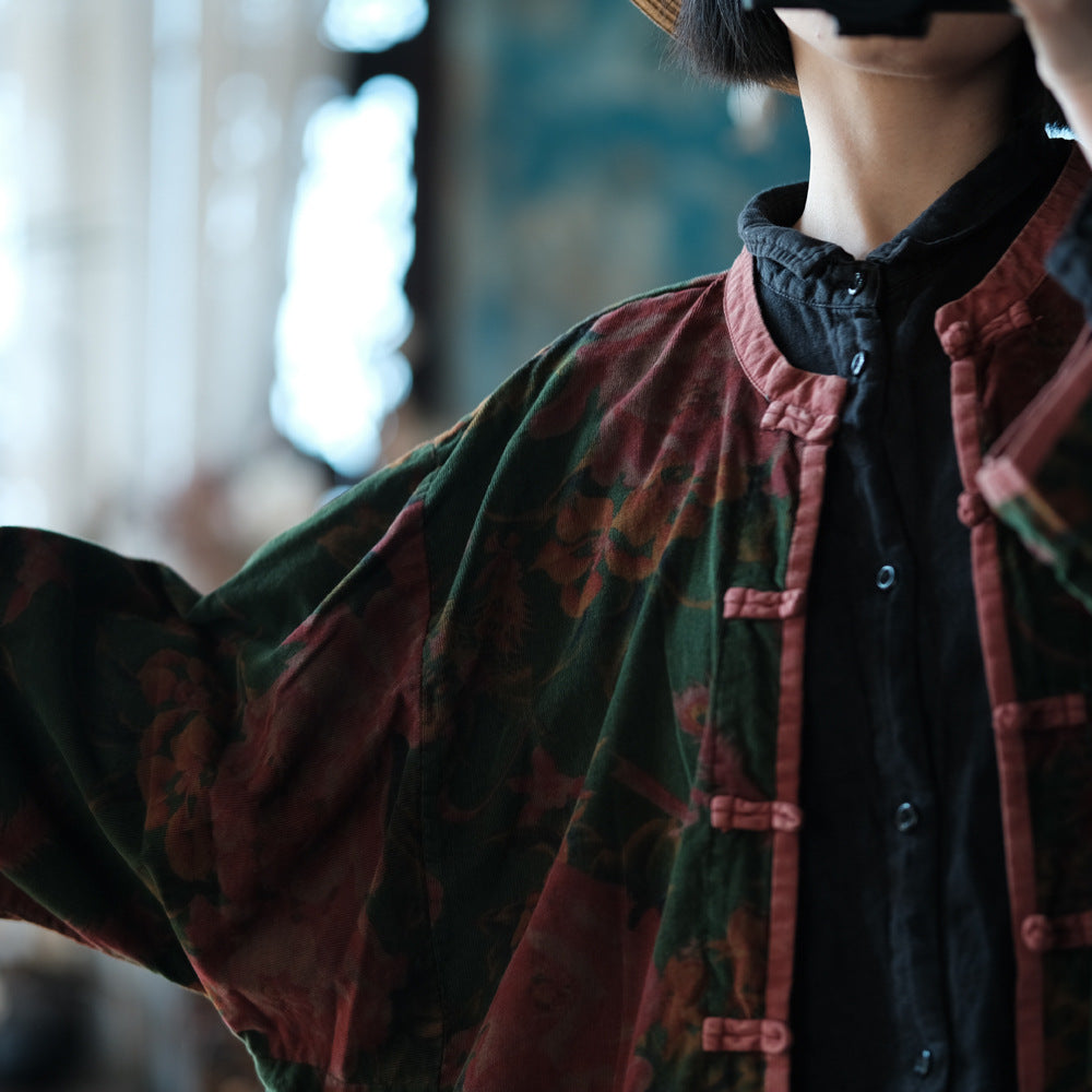 Chaqueta de lino vintage con estampados étnicos