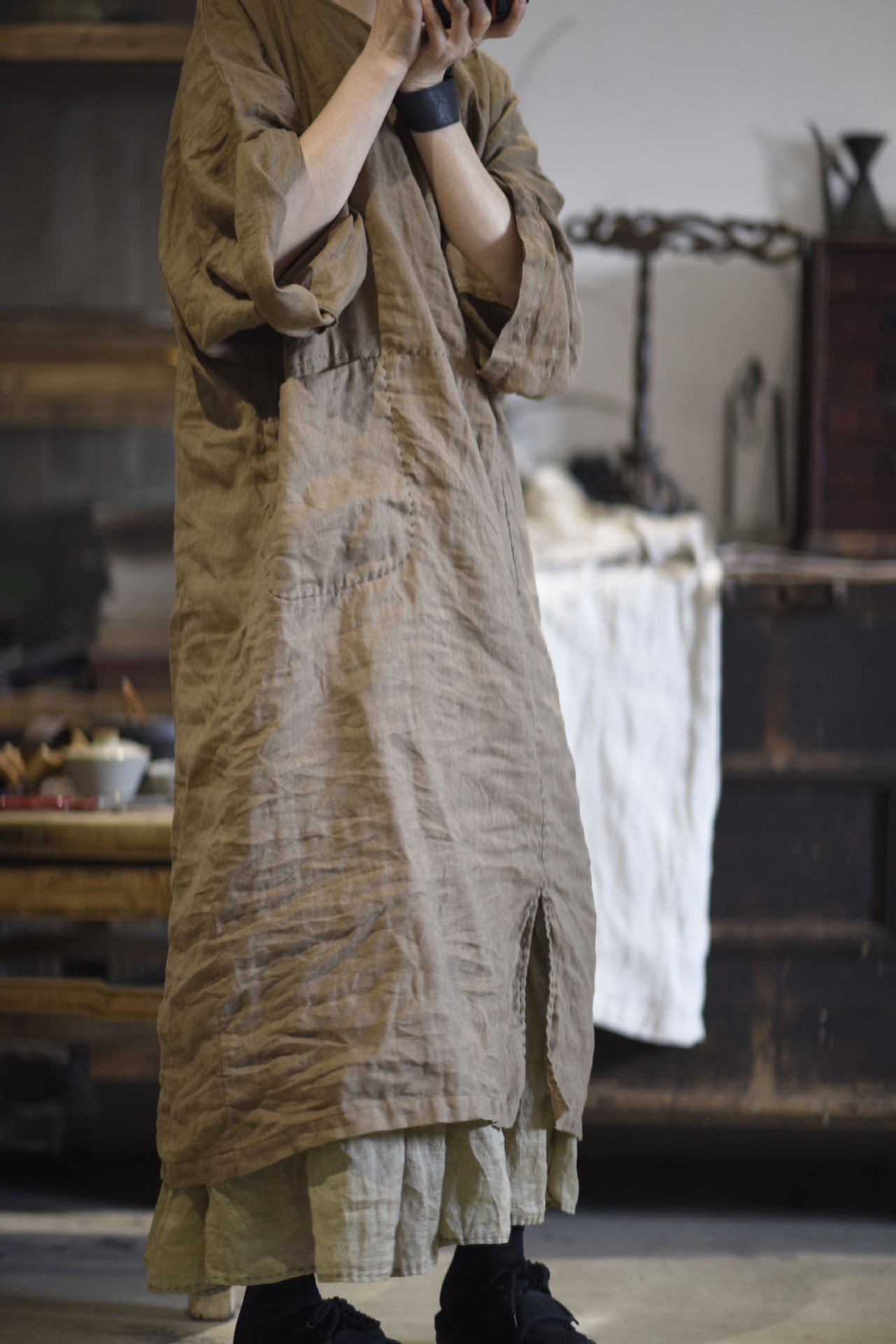 Túnica extragrande de rami lavado