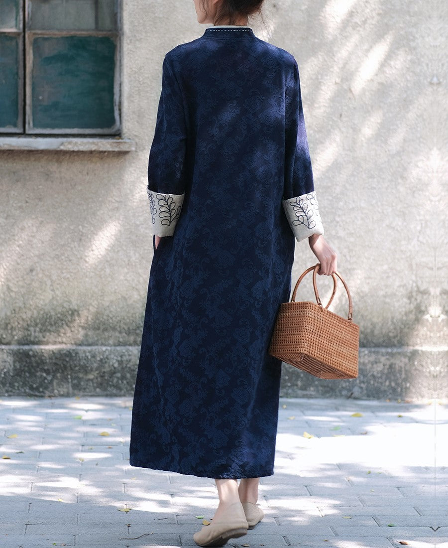 Vestido túnica con bordado de eucalipto