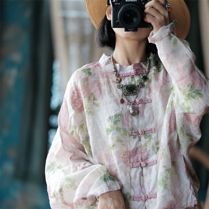 Blusa vintage floral con viento