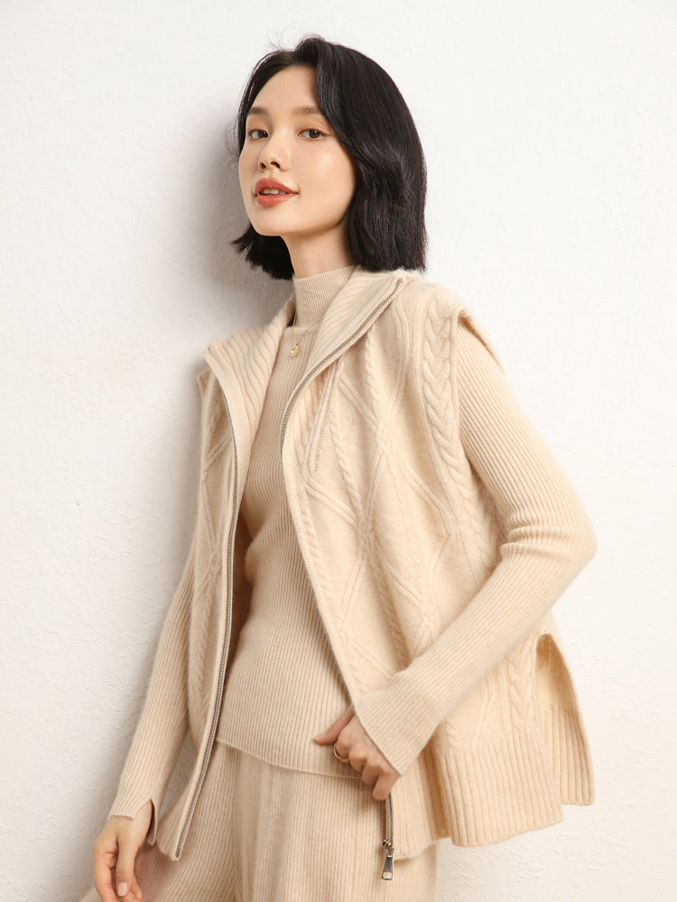 Chaleco de punto de lana de cachemira