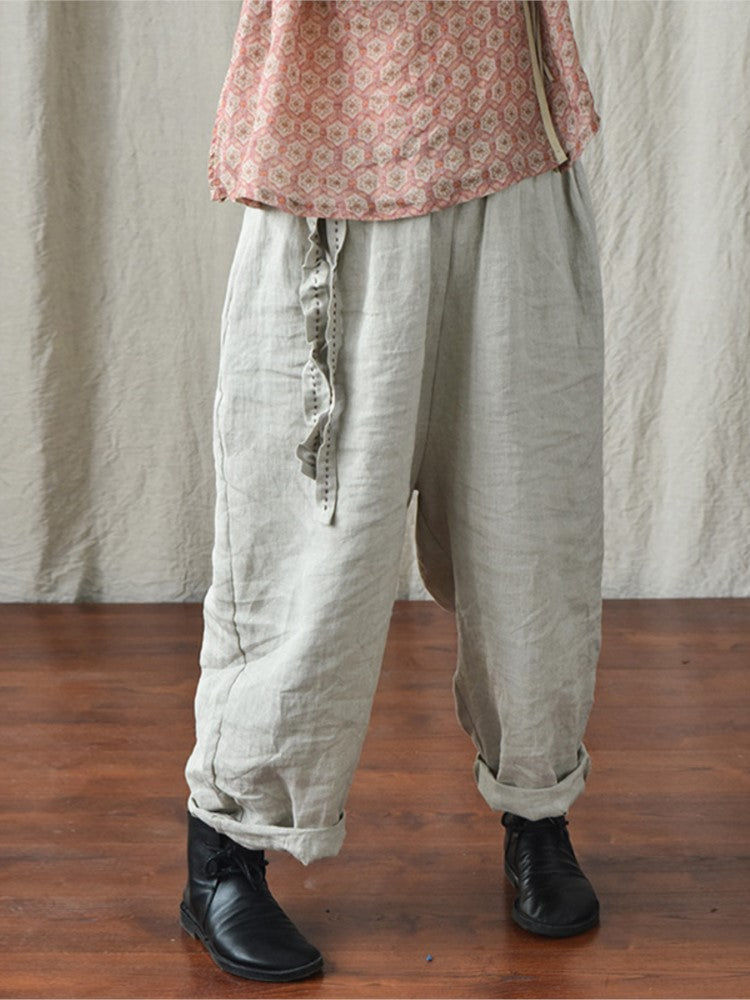 Pantalones holgados de lino bohemio